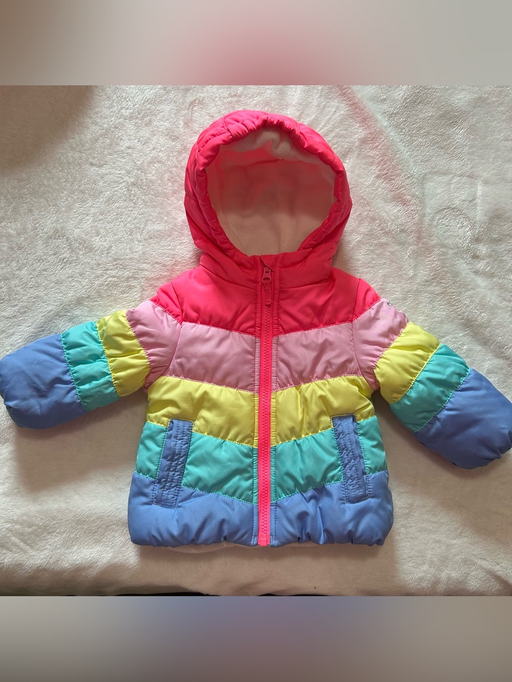 OshKosh B’gosh Rainbow Color Block Puffy Coat 12 Months